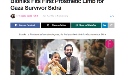 Bioniks Fits First Prosthetic Limb for Gaza Survivor Sidra